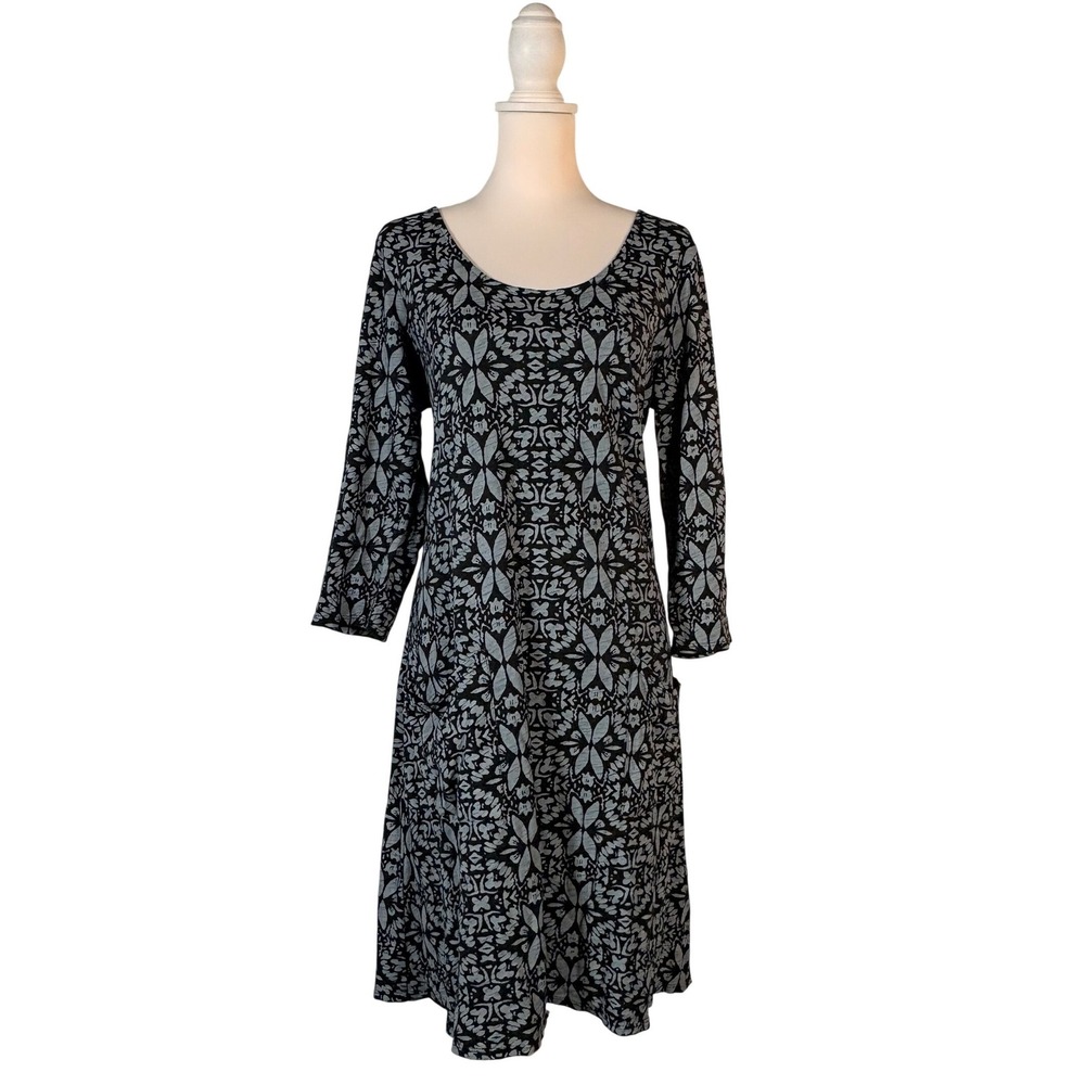 Fresh Produce Floral Dress Women's M Scoop Neck 1/2 Sleeve‎ Casual Midi Coastal